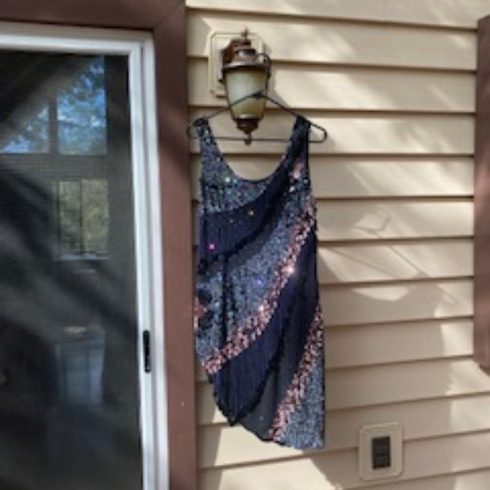 Vintage VTG 80's Sequin Beaded Flapper Style Medium Size Black Party Dress